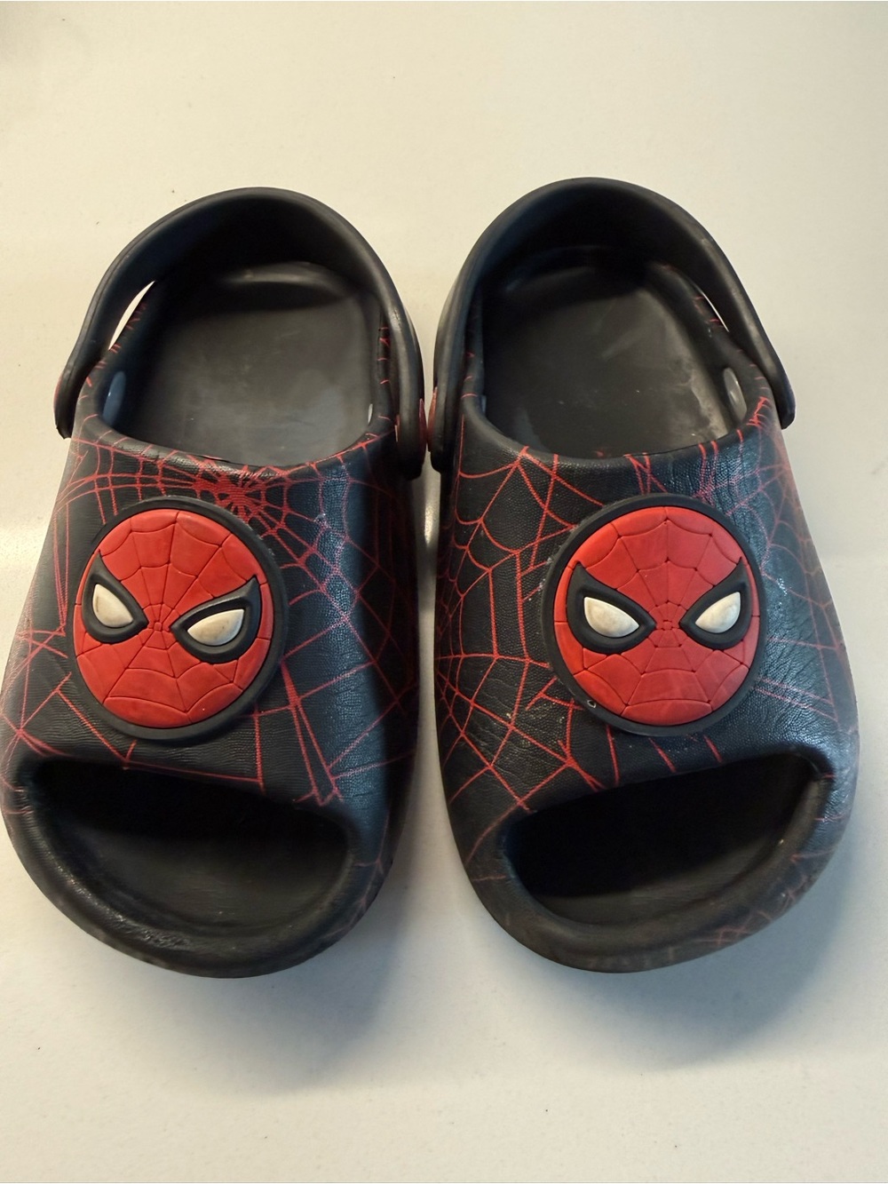 Kids Black & Red Spiderman Slip-On Sandals